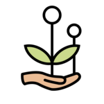 Une main qui tient une plante est un invitation d'aller consulter d'autres prestations que OuiCompost propose en-dehors des collectes de biodéchets.